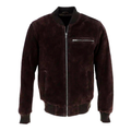 Men's Brown Suede Chest-Pocket Bomber