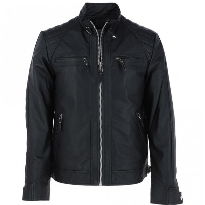 Men's Four-Pocket Leather Moto Jacket