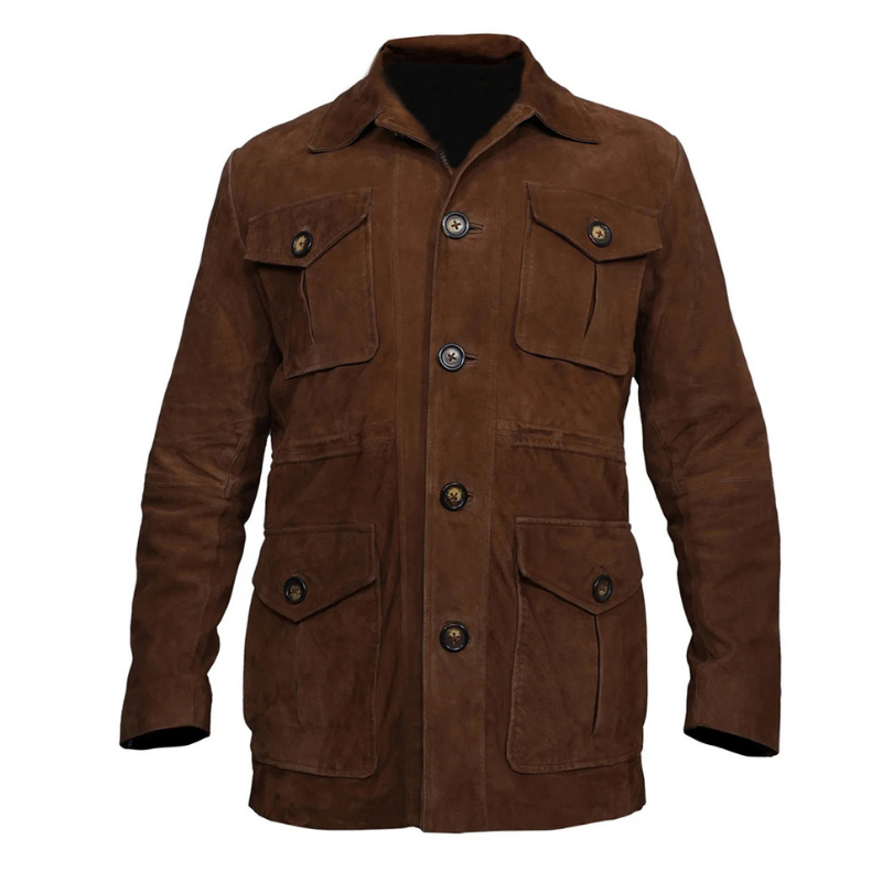 Men's Brown Suede Safari Jacket