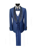 Blue 3-Piece Tuxedo With Wide Shawl Lapel