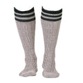 Bavarian Knee-High Cotton Socks – Oatmeal Marl, Green Stripe Cuff