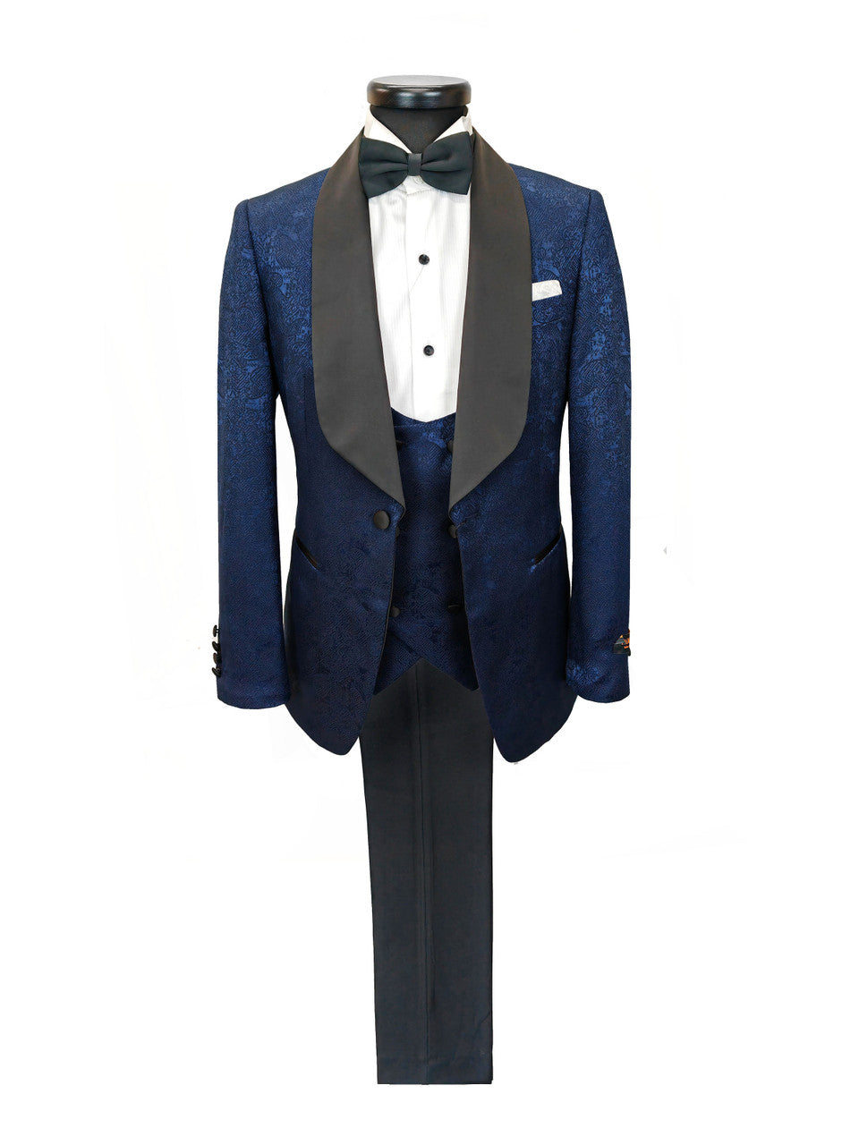 Navy Floral Style 3-Piece Tuxedo