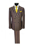 Navy Gold Bold Stripe Double Breasted Suit