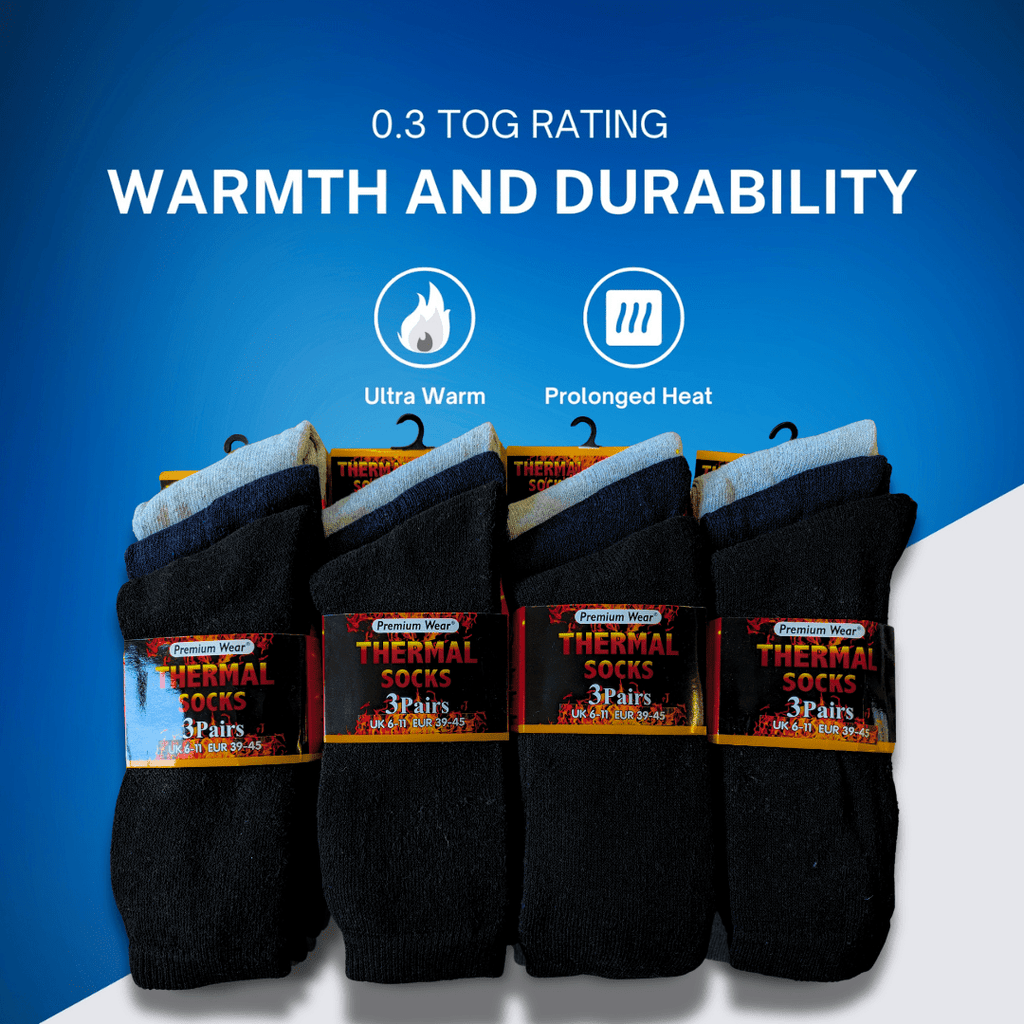 Heatwave Thermalwear Mens Black Thermal Socks 24 Pairs Double Brushed Knit Brushed Base Layer Warmth