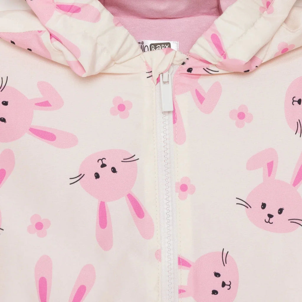 HelloBaby Hooded Printed Microfibre Baby Raincoat (9-12 Months to 4-5 Years) - Ecru Printed
