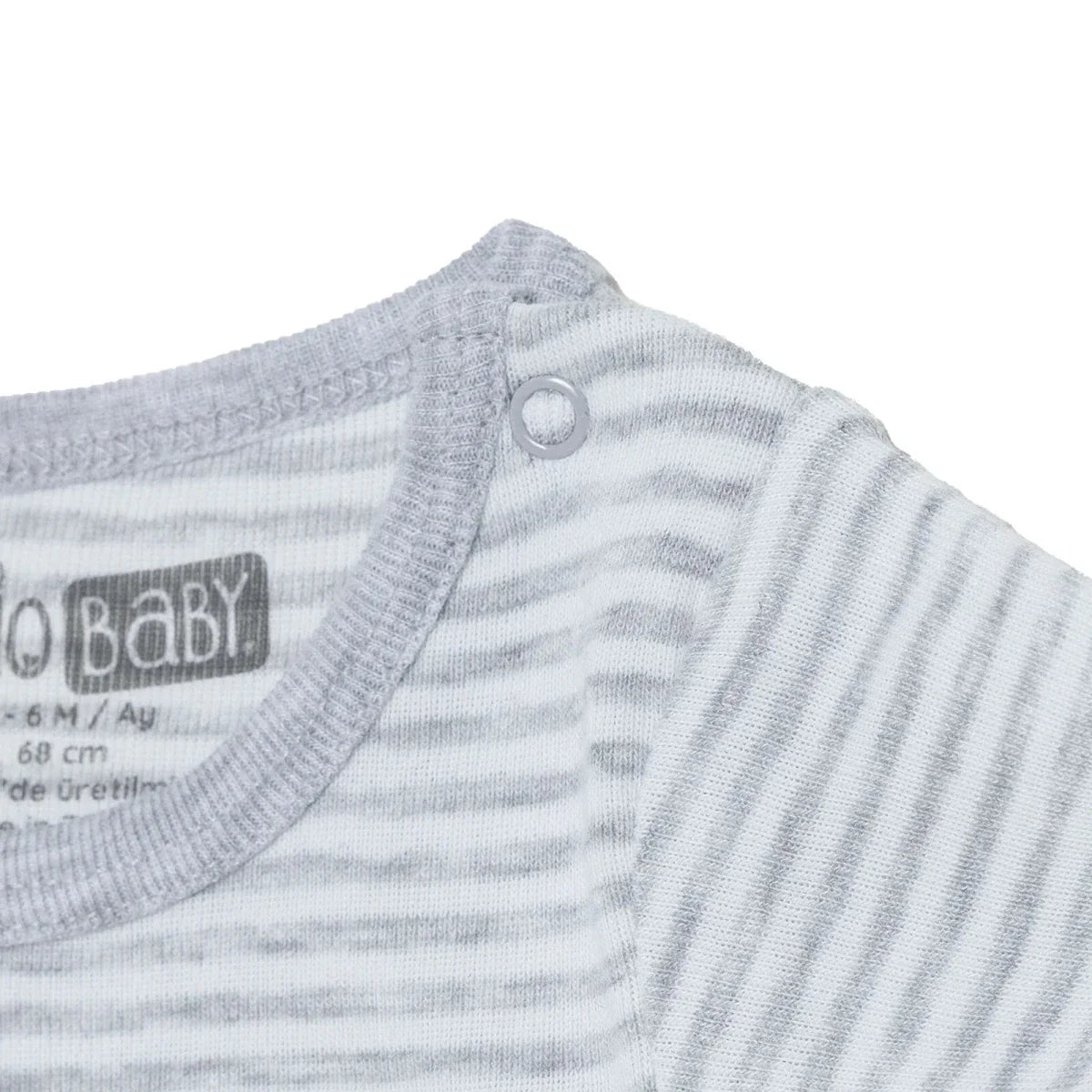 HelloBaby 2 Pack Striped Short Sleeve Baby Bodysuits (1-3 Months to 2-3 Years) - Grey