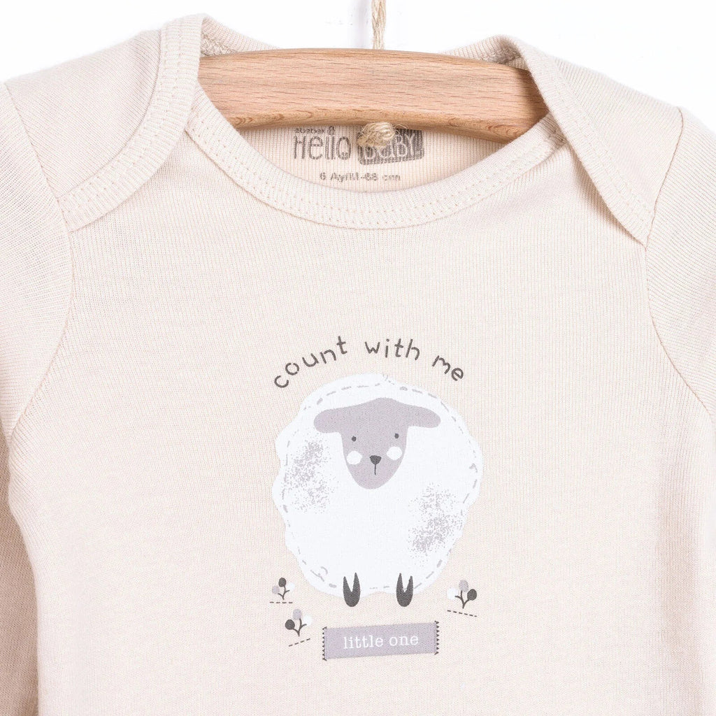 HelloBaby Baby Girl Long Sleeve Bodysuit 2 pcs - Beige