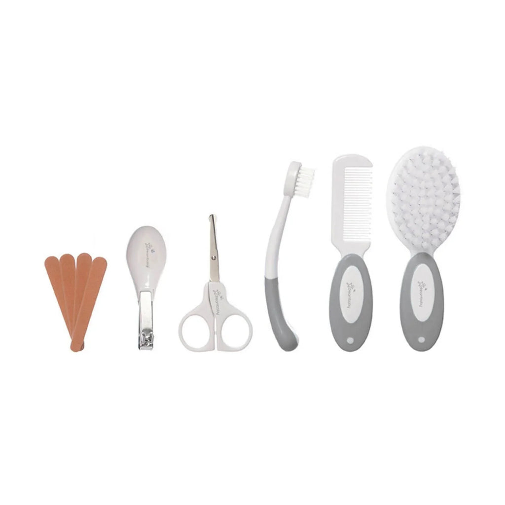 Dreambaby Essentials Deluxe (Ergo Handle) 10 pcs Grooming Kit in Clear Hard Case - Grey