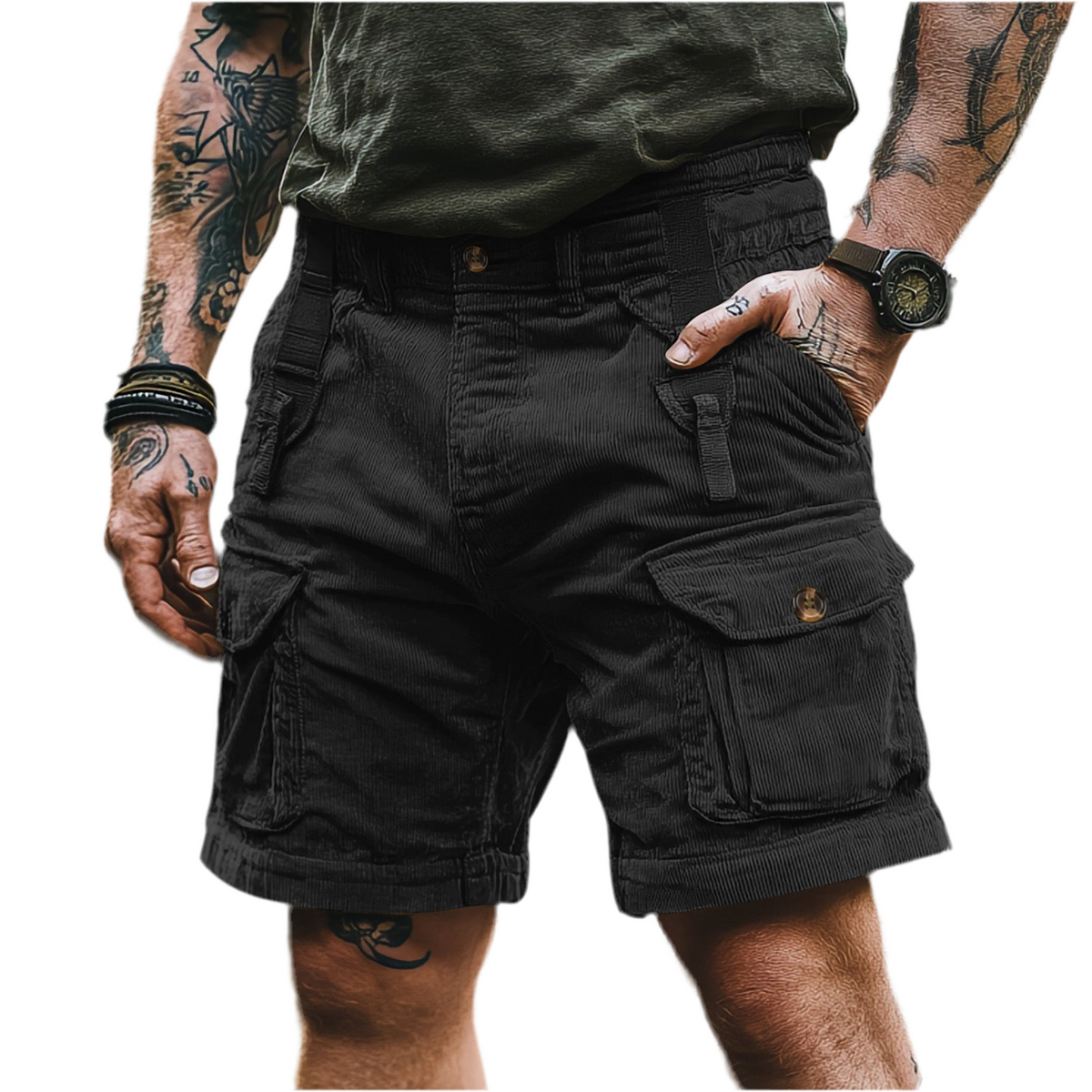 Summer Overalls Pants Men's Casual Pants Multi-pocket