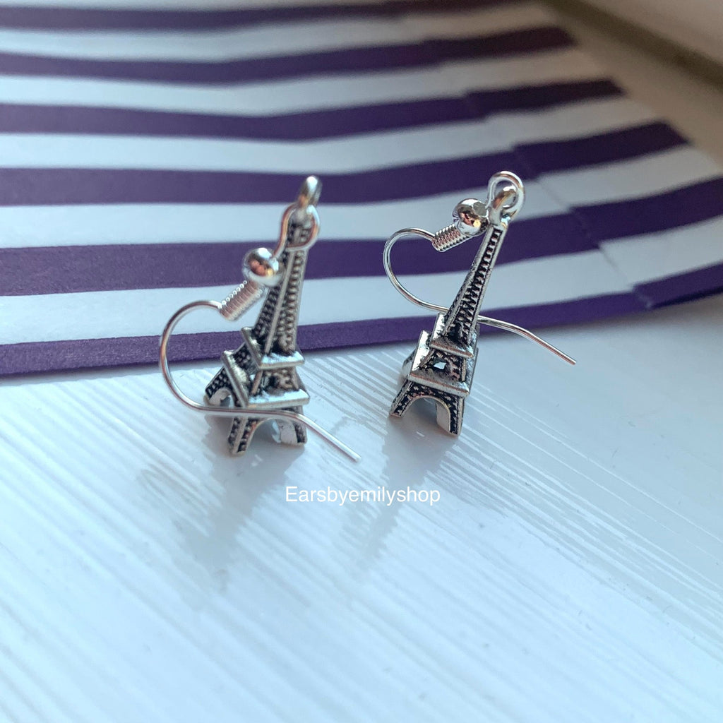 Silver Eiffel Tower earrings