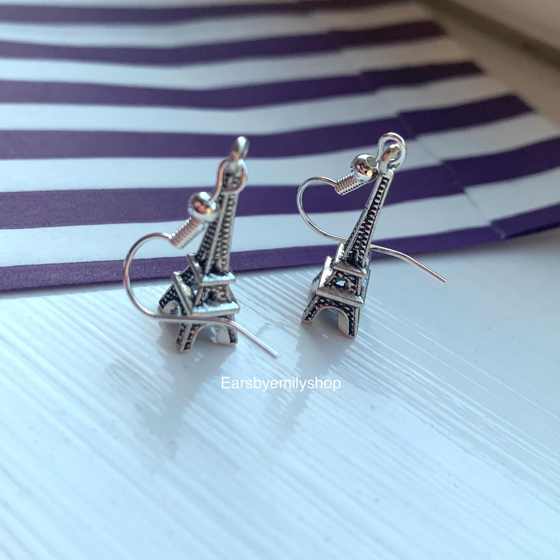 Silver Eiffel Tower earrings