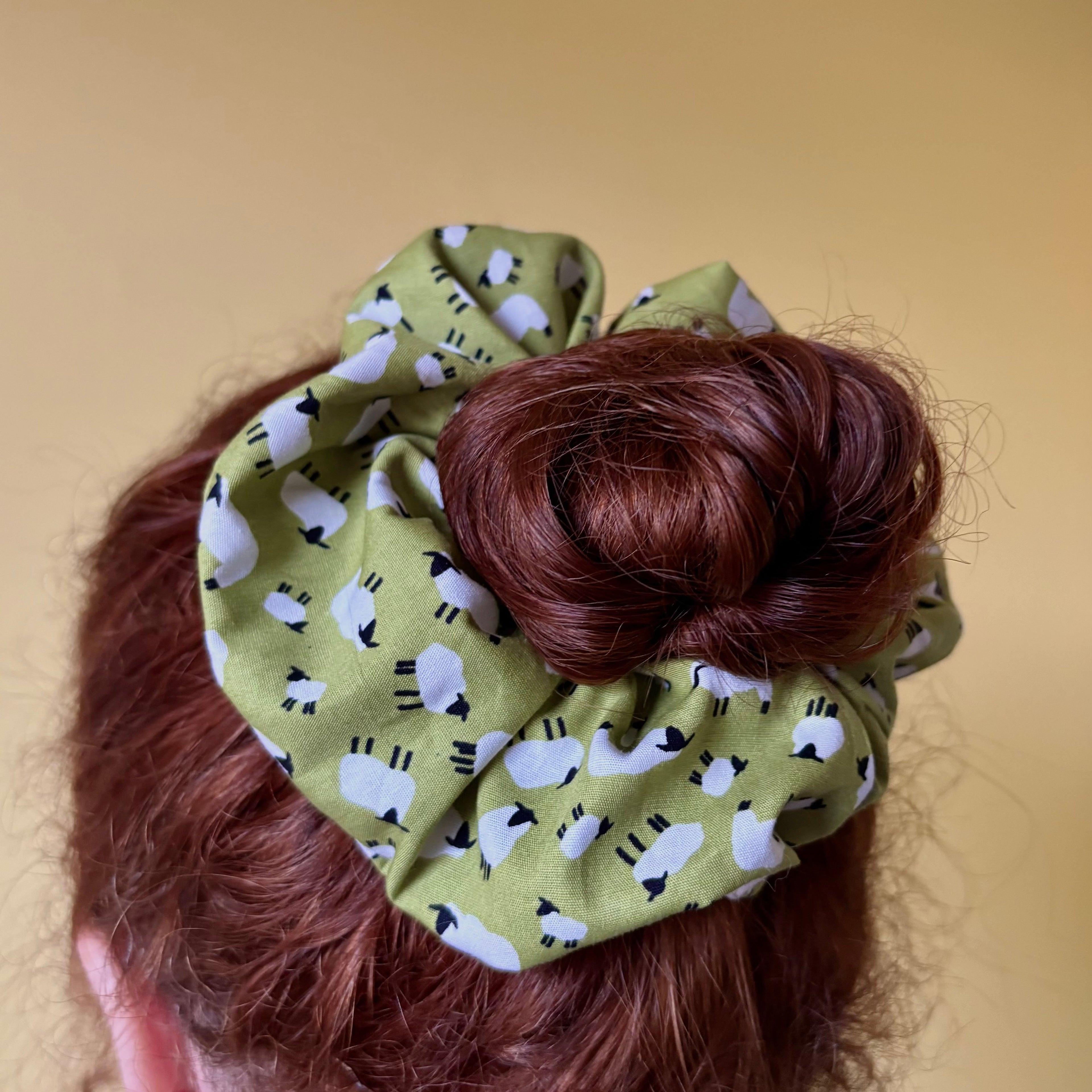 Green sheep scrunchie