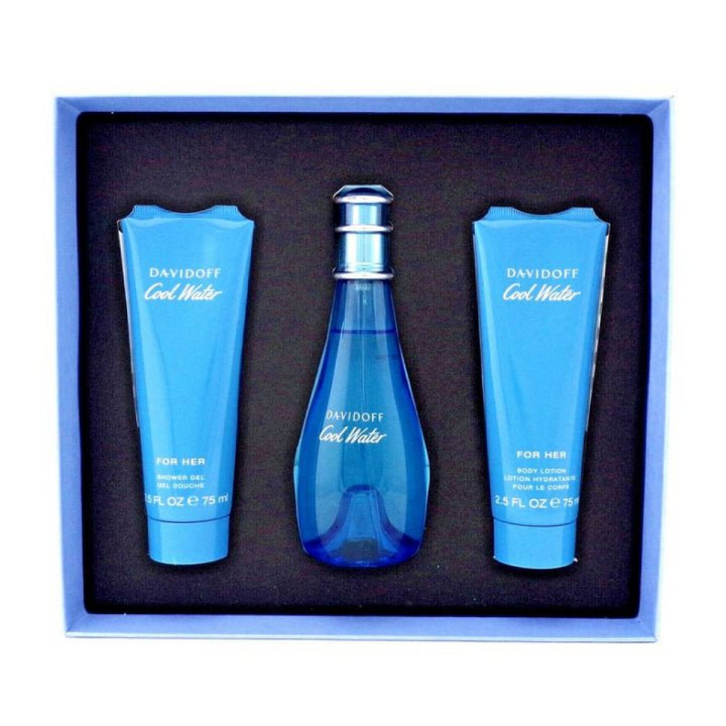 Davidoff Cool Water Gift Set (Eau De Toilette 100ml  Shower Gel 75ml  Body Lotion 75ml)