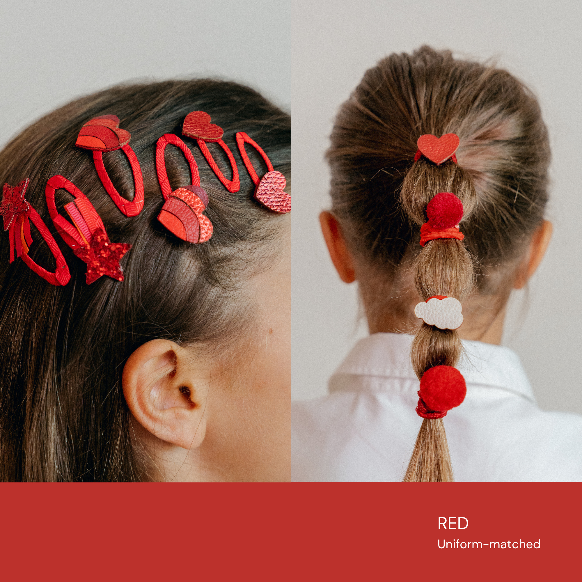 Red School Hair Clips & Bobble Hair Ties | The Essential Set