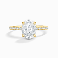2 ct Oval Solitaire Moissanite Engagement Ring with Pavé Band in 18k Gold Vermeil