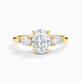 2 ct Oval Moissanite Three Stone Engagement Ring in 18k Gold Vermeil