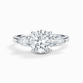 2 ct Round Moissanite Three Stone Engagement Ring in Sterling Silver