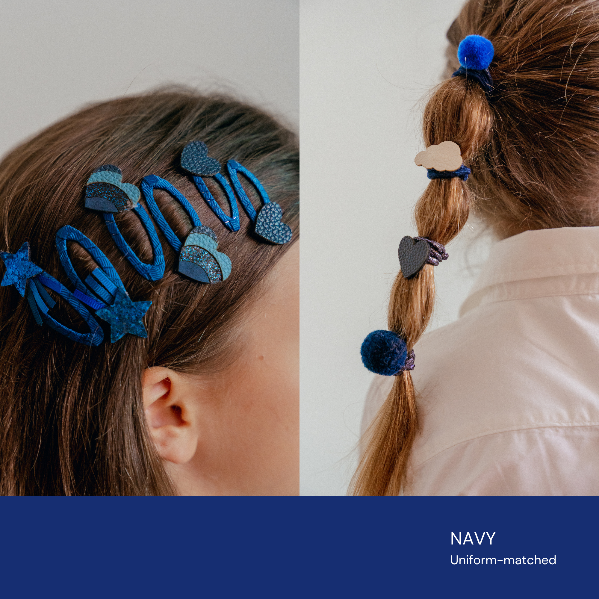 Navy Blue School Hair Clips & Bobble Hair Ties | The Essential Set