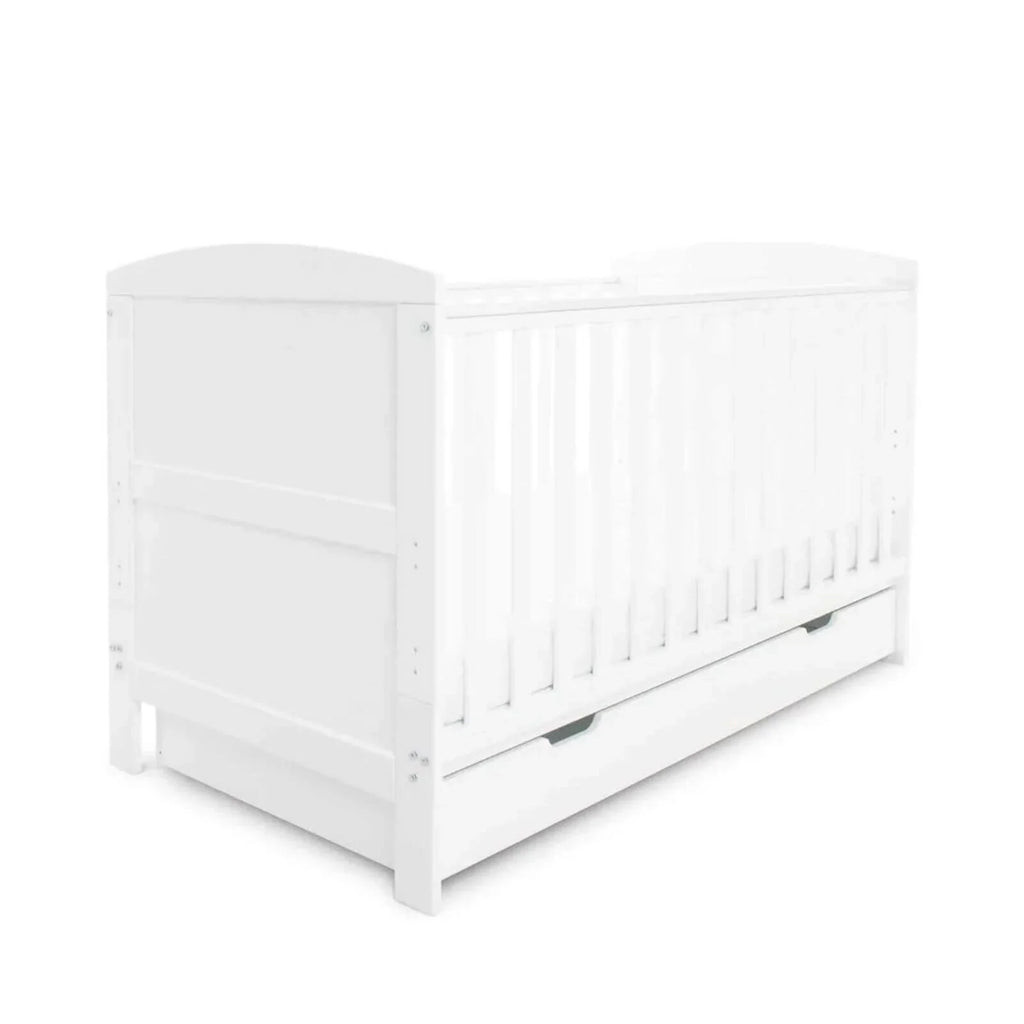 Ickle Bubba Coleby Classic Cot Bed & Under Drawer White - Fibre Mattress