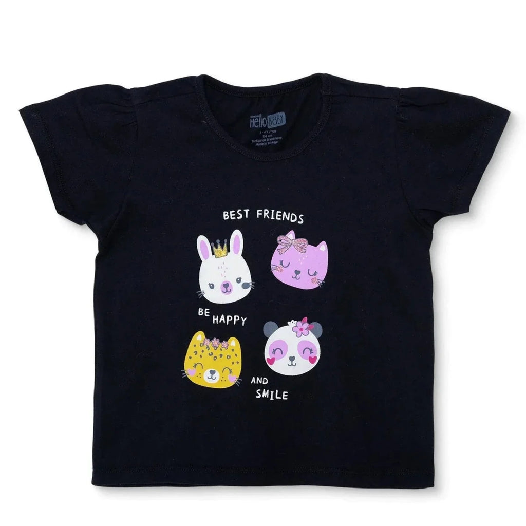 HelloBaby Short Sleeve Baby T-Shirt (3-6 Months to 3-4 Years) - Black
