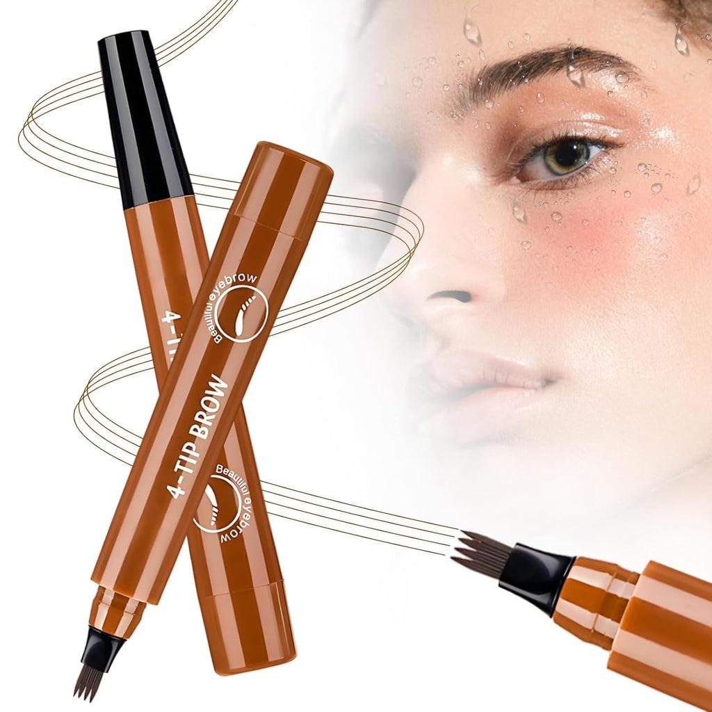 2PC Microblading Eyebrow Pencil – 2026 New 3D Waterproof 4-Tip, Light Brown