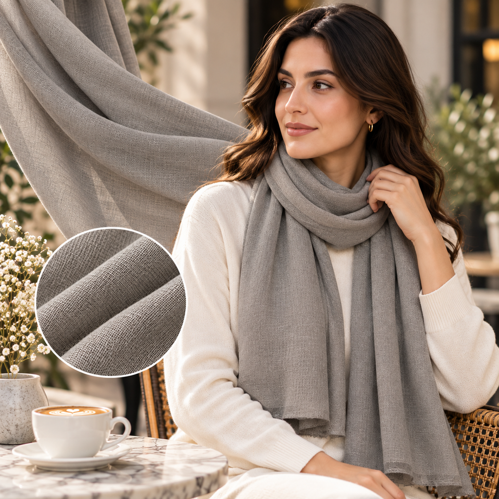 Taupe Grey Cotton Scarf – Soft, Comfortable Everyday Essential