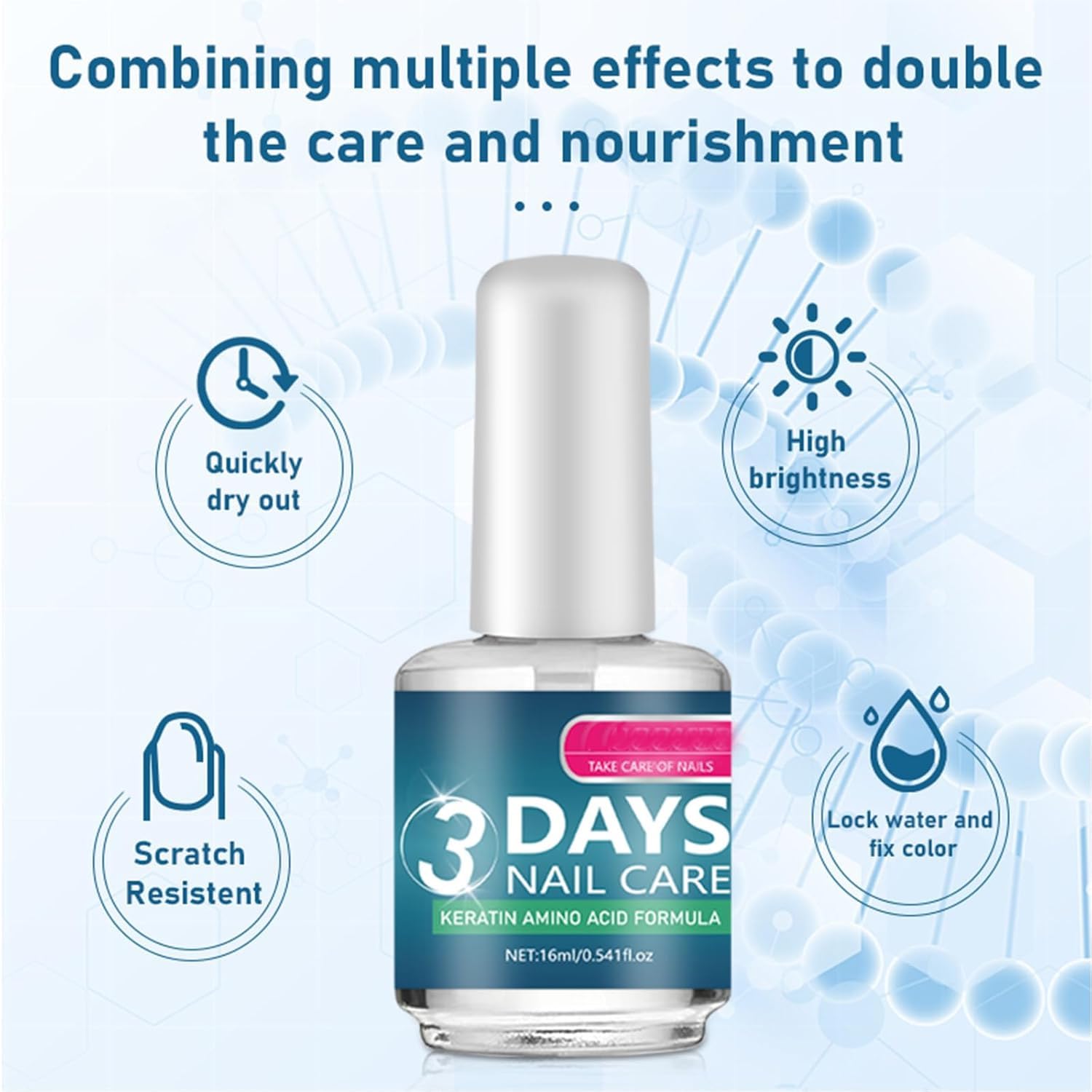 3 Days Nail Care: Keratin & Amino Acid Oil for Dry, Weak Nails (2x16ml)