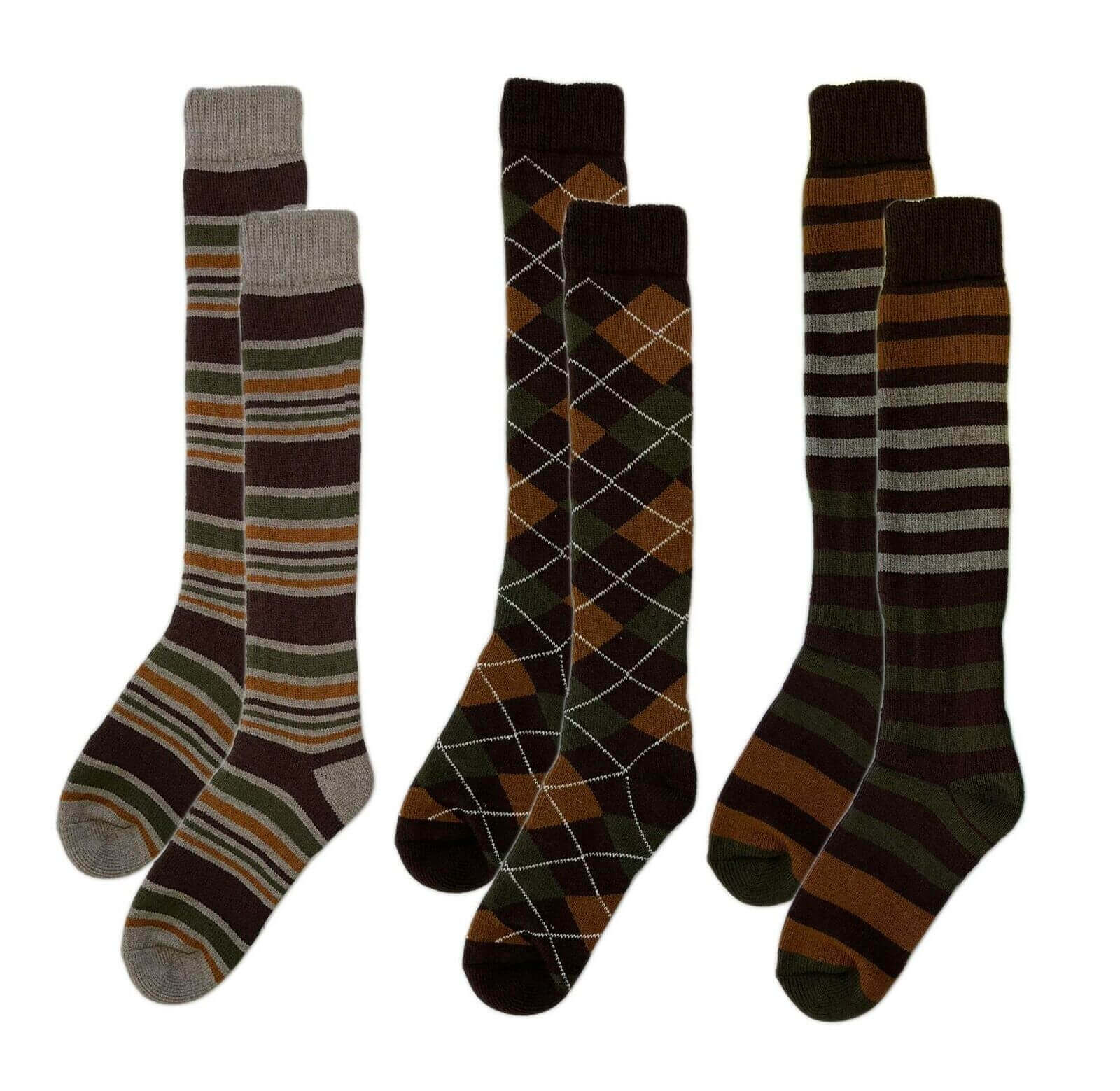 Sock Stack Men's Thermal Wellington Boot Socks 3 Pack Reinforced Heel And Toe Winter Warm Brushed Base Layer