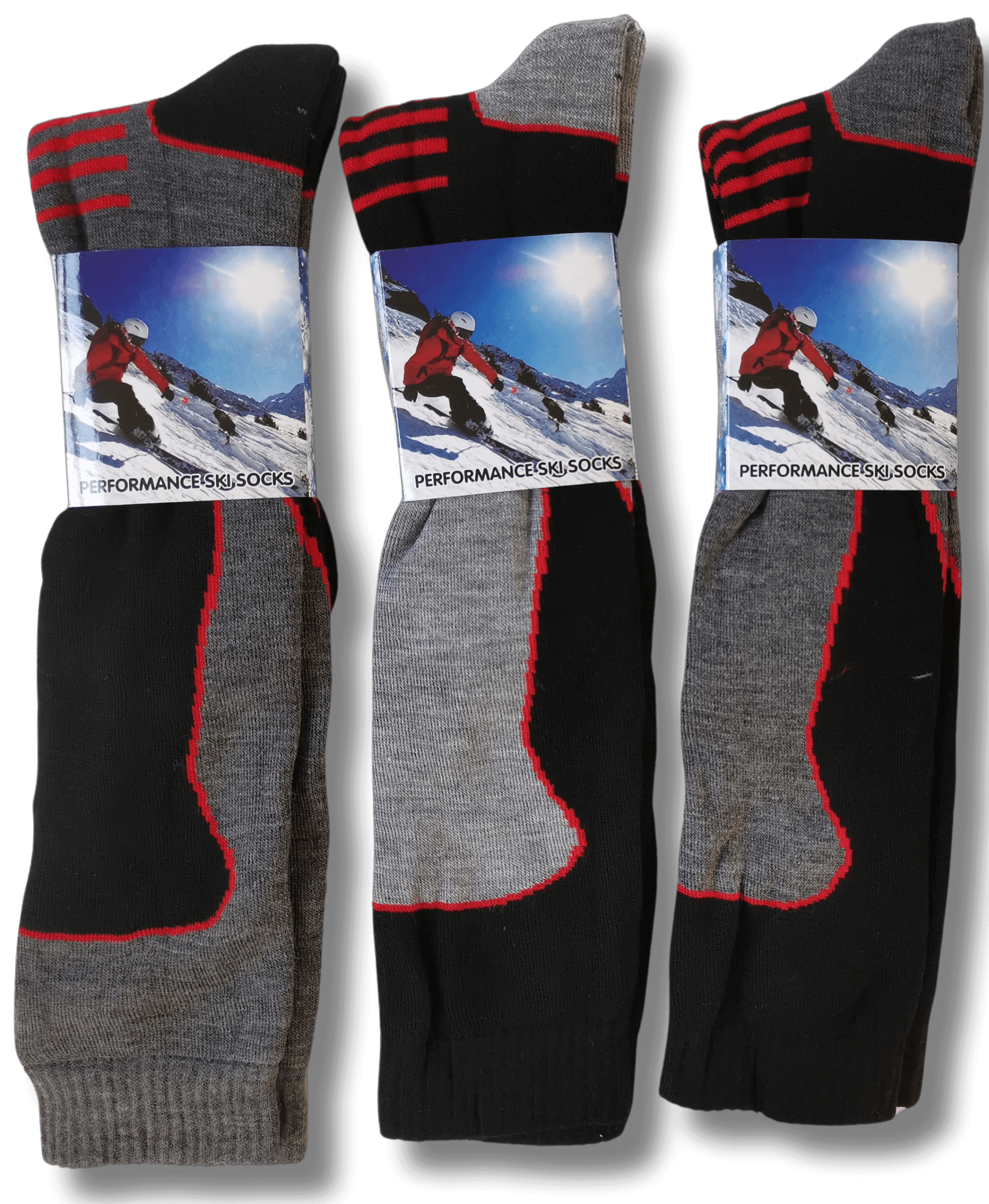 Sock Stack Men's 3 Pack Long Thermal Ski Socks Knee High Moisture Wicking Cushioned