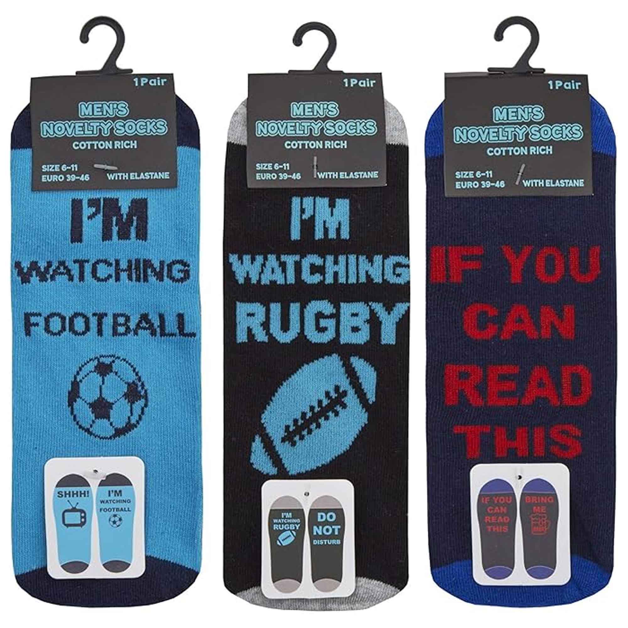 Sock Stack Mens Slogan Socks Pack Of 3 Reinforced Heel Toe Cushioned Footbed Durable