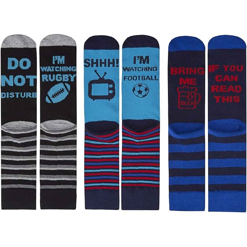 Sock Stack Mens Slogan Socks Pack Of 3 Reinforced Heel Toe Cushioned Footbed Durable