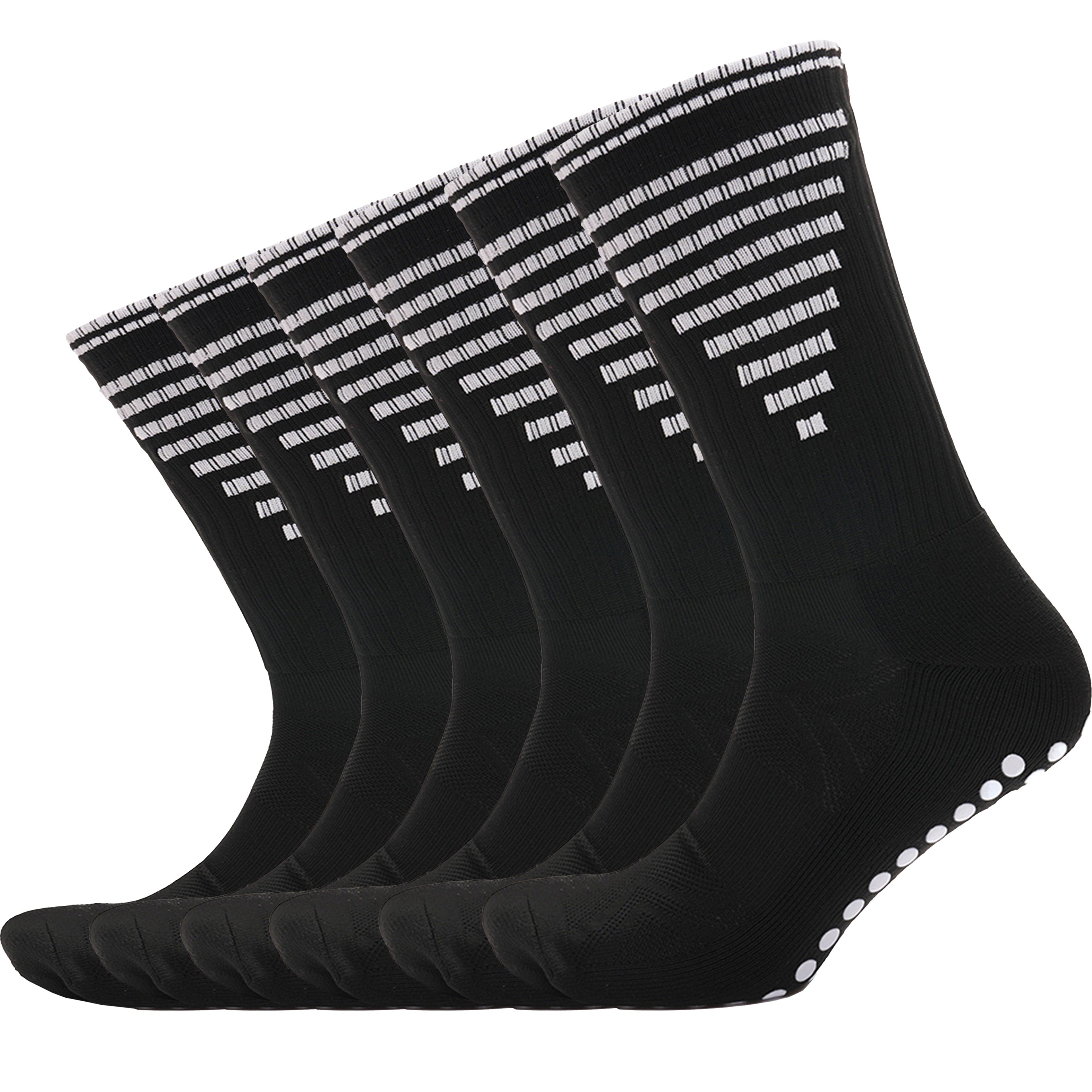 Sock Stack 3 Pairs Black Anti Slip Football Grip Socks For Men Sports Socks For Gym UK 6-8
