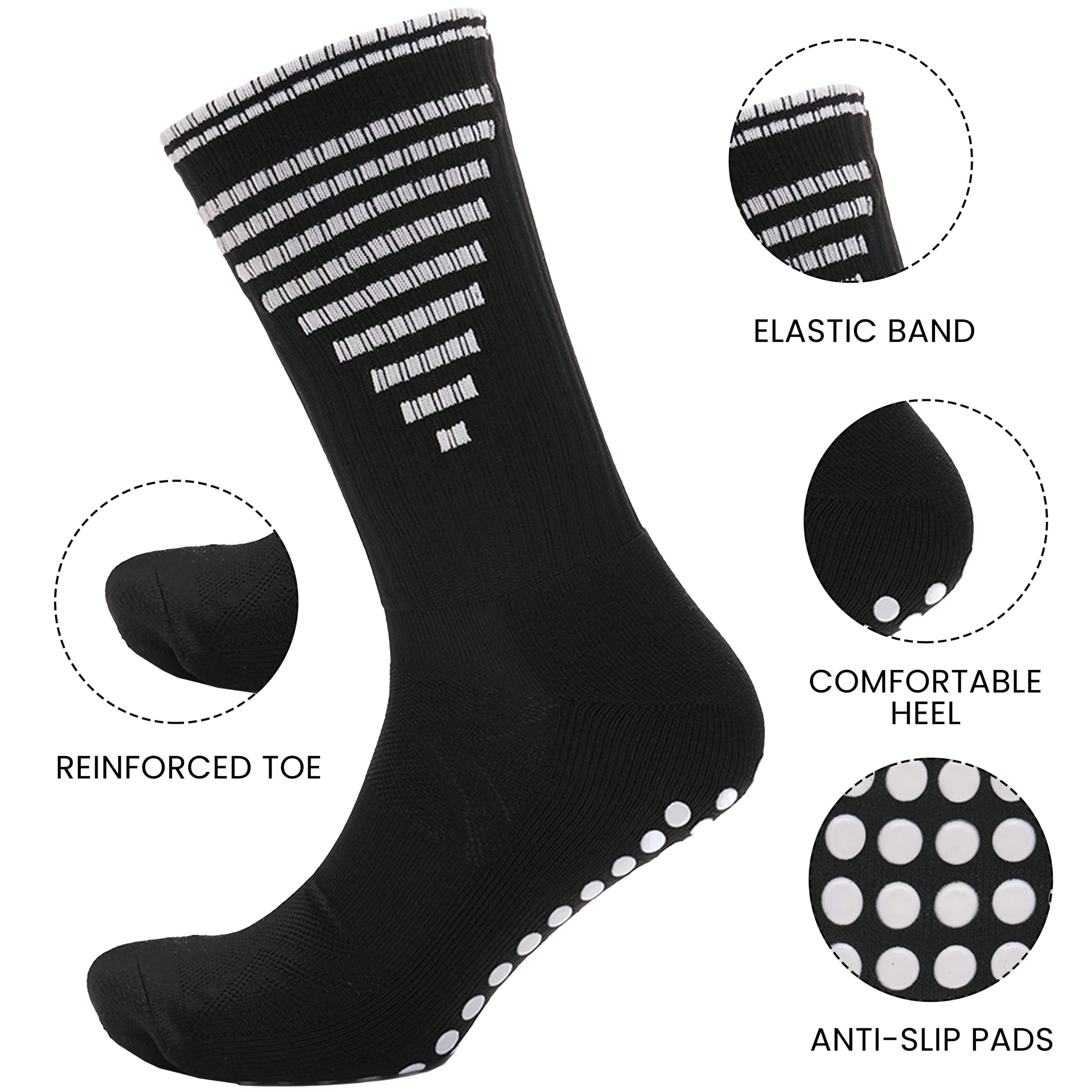 Sock Stack 3 Pairs Black Anti Slip Football Grip Socks For Men Sports Socks For Gym UK 6-8
