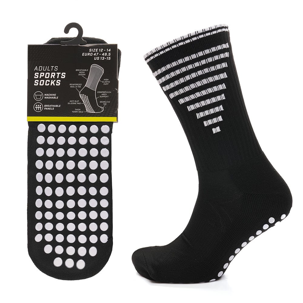 Sock Stack 3 Pairs Black Anti Slip Football Grip Socks For Men Sports Socks For Gym UK 6-8