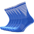 Sock Stack 3 Pairs Blue Anti Slip Football Grip Socks For Men Sports Gym Running Yoga