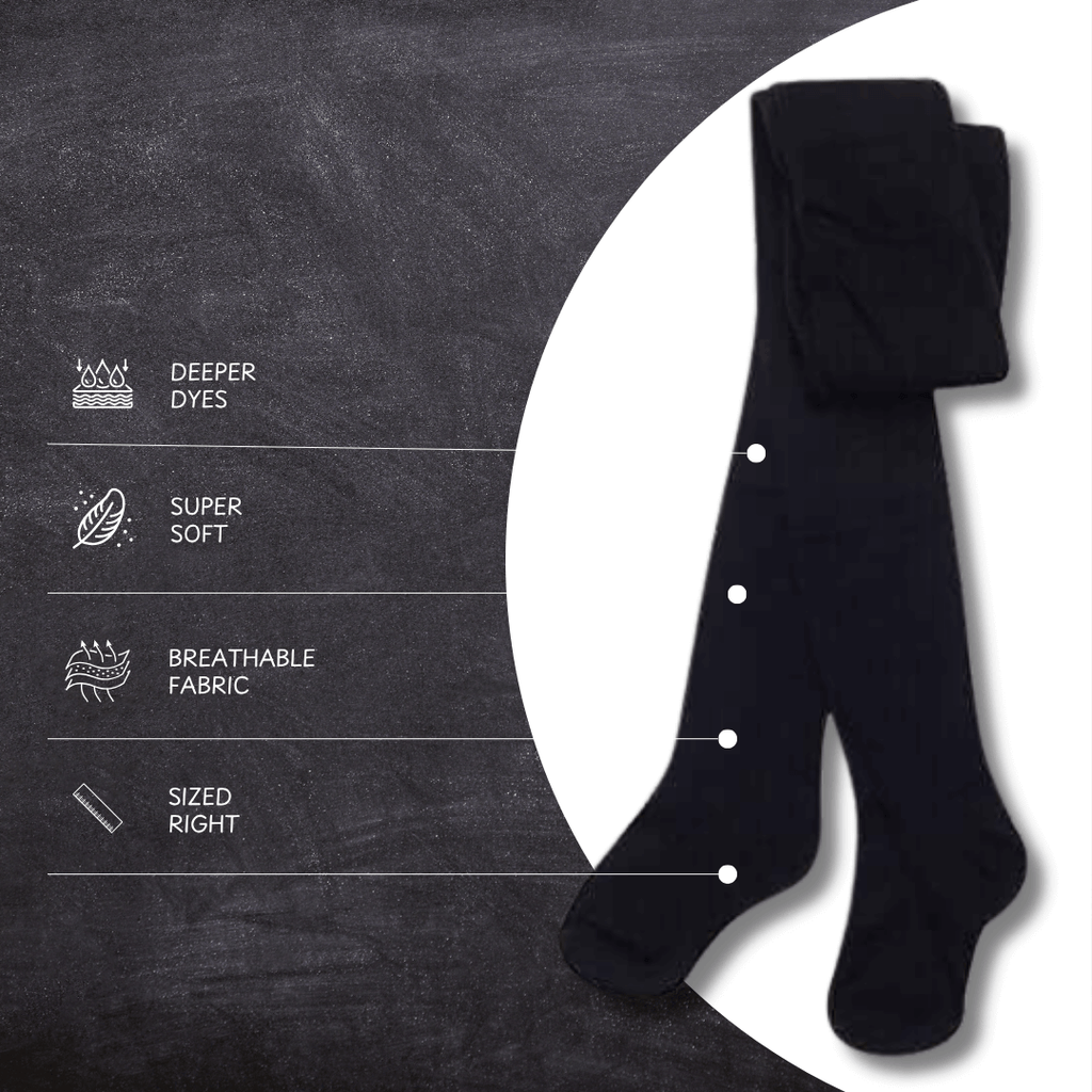 Sock Stack Girls Cotton Lycra Tights 3 Pairs Cotton Rich Back To School Uniform Reinforced Heel Toe Multipack Value