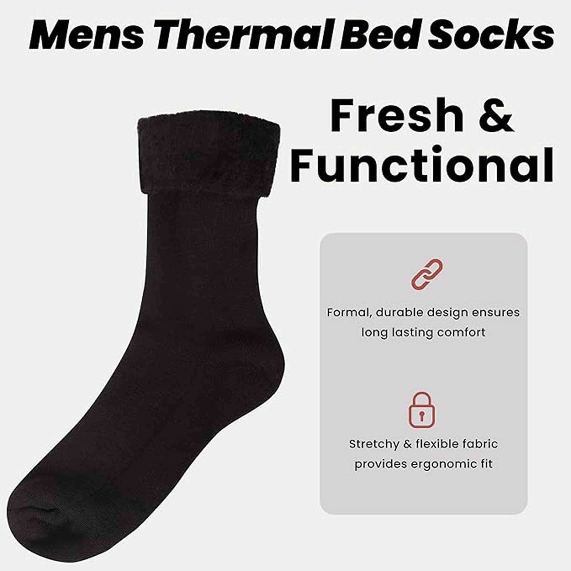 Sock Stack Mens Thermal Bed Socks Pack Of 3 Fluffy Soft Warm Cosy For Cold Nights UK Size
