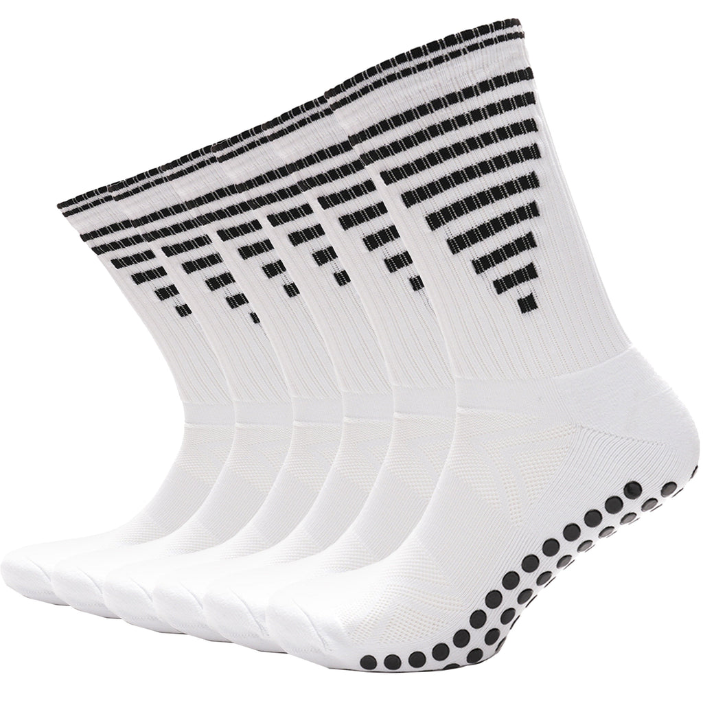 Sock Stack White Anti Slip Football Grip Socks For Men 3 Pairs Ideal For Gym Running Yoga