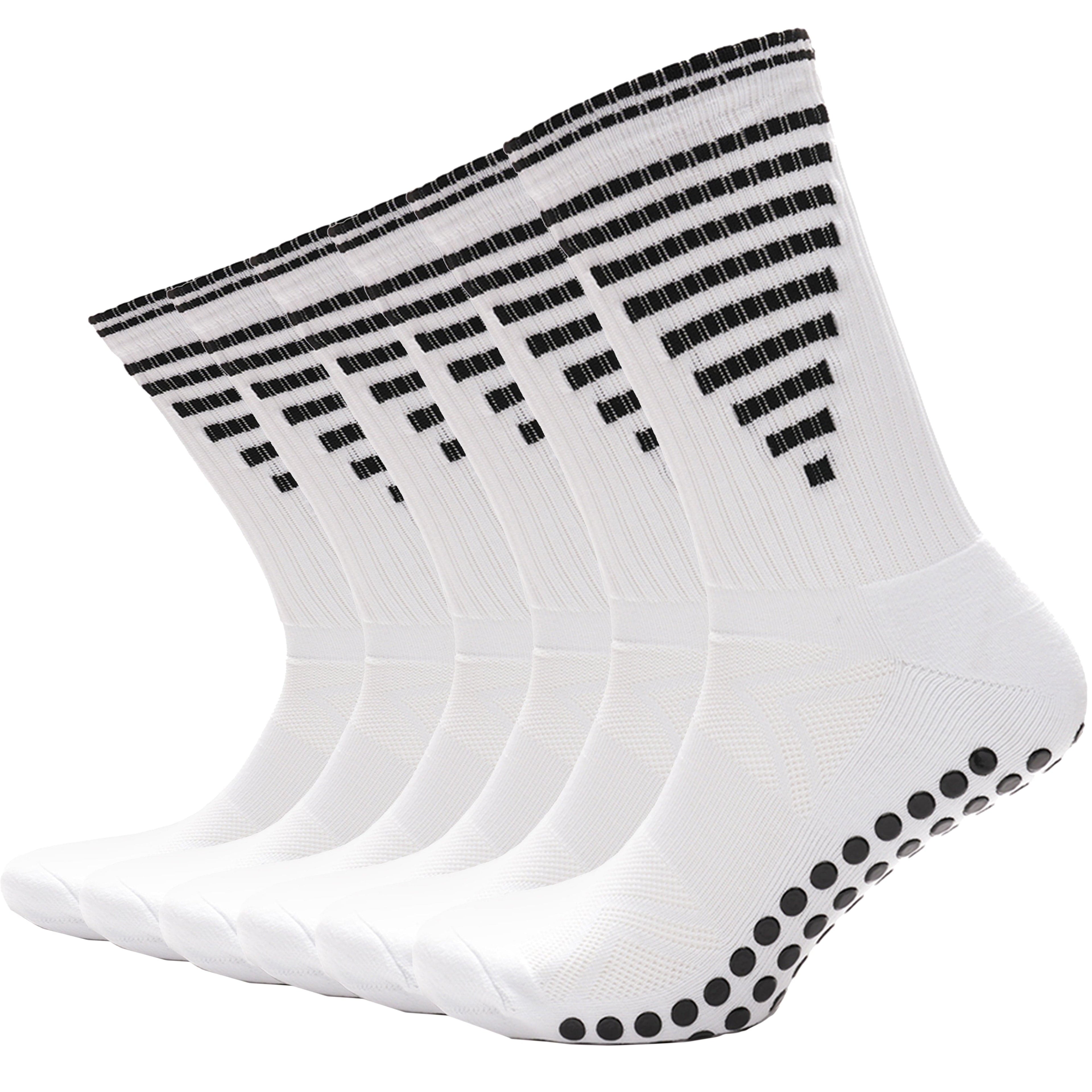 Sock Stack White Anti Slip Football Grip Socks For Men 3 Pairs Ideal For Gym Running Yoga