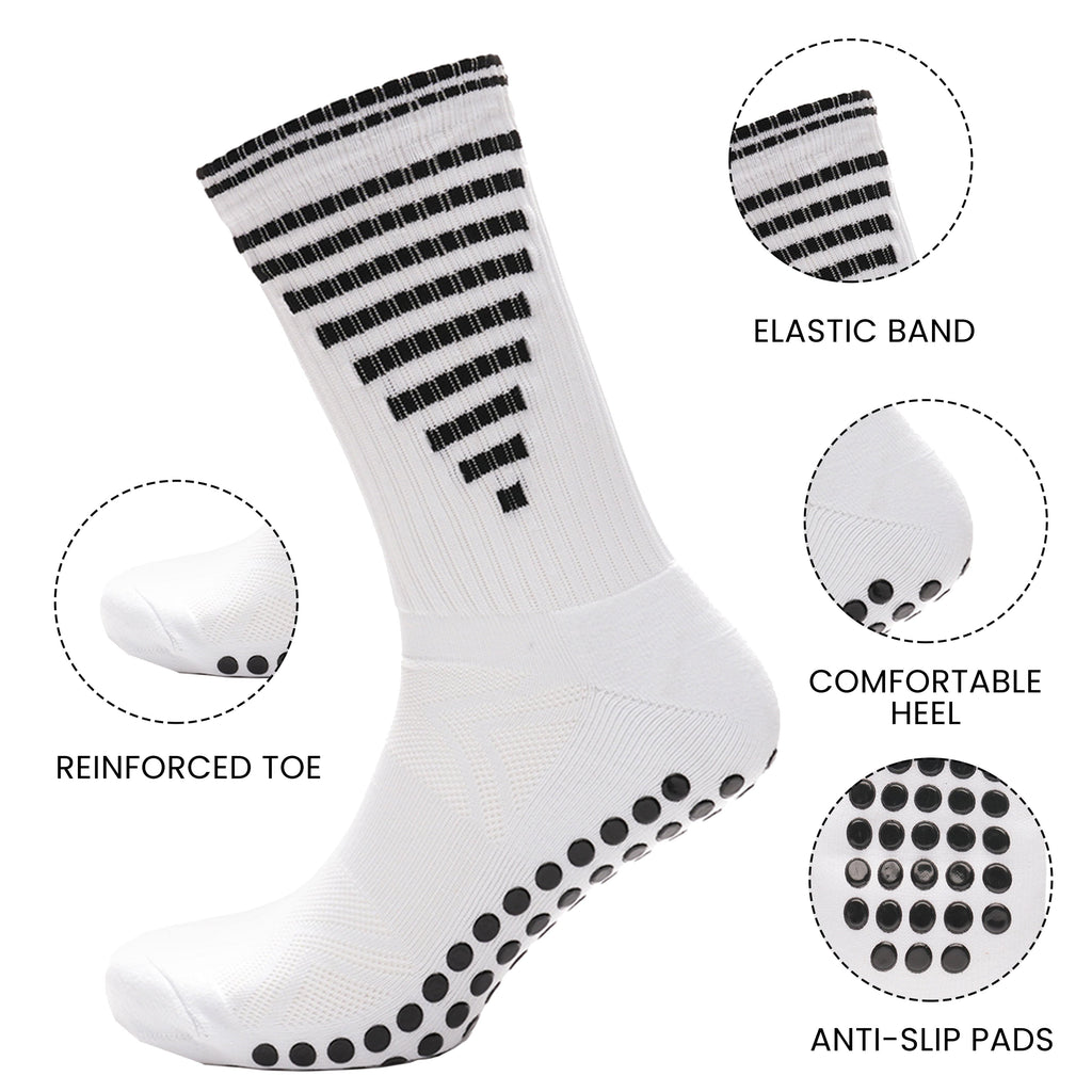 Sock Stack White Anti Slip Football Grip Socks For Men 3 Pairs Ideal For Gym Running Yoga