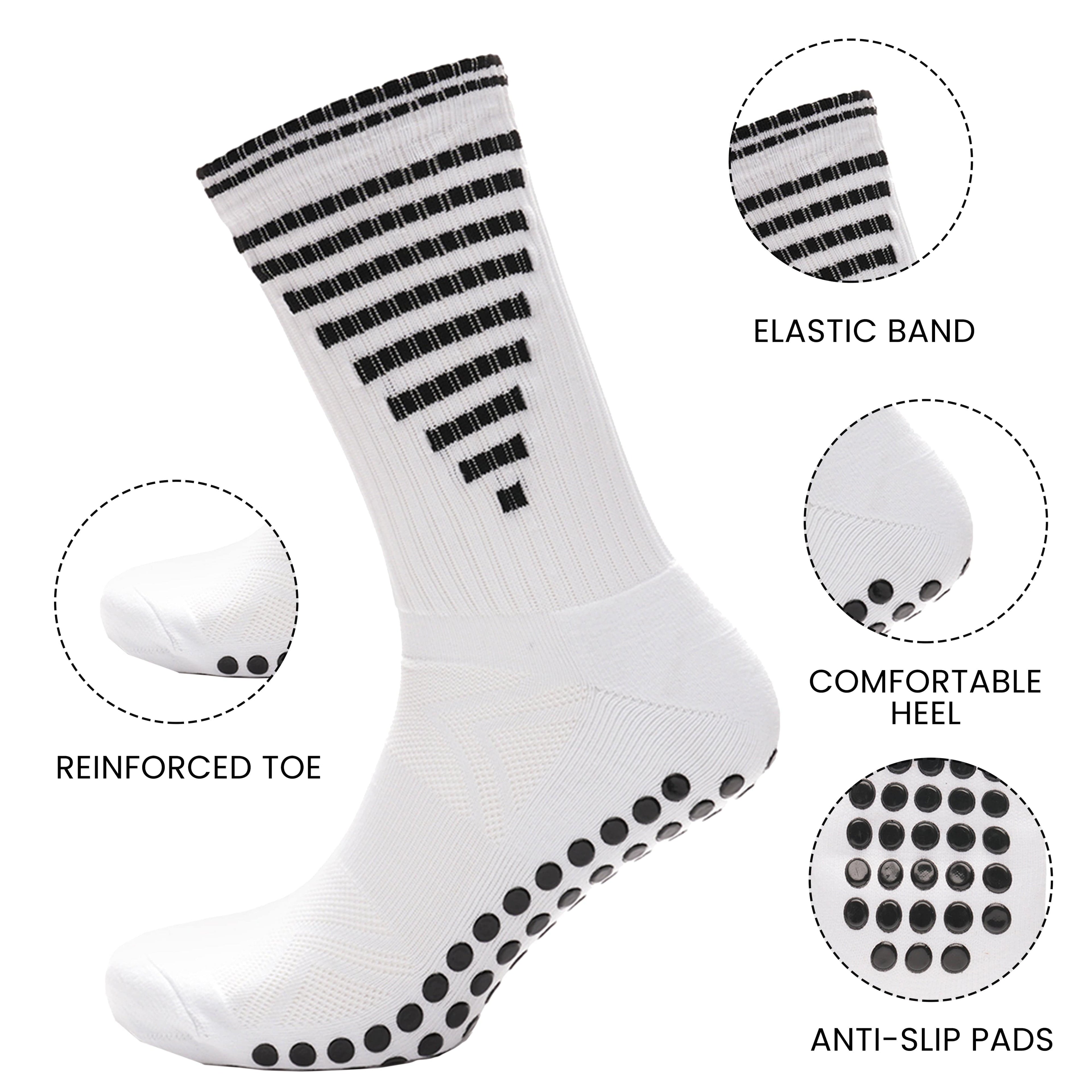 Sock Stack White Anti Slip Football Grip Socks For Men 3 Pairs Ideal For Gym Running Yoga