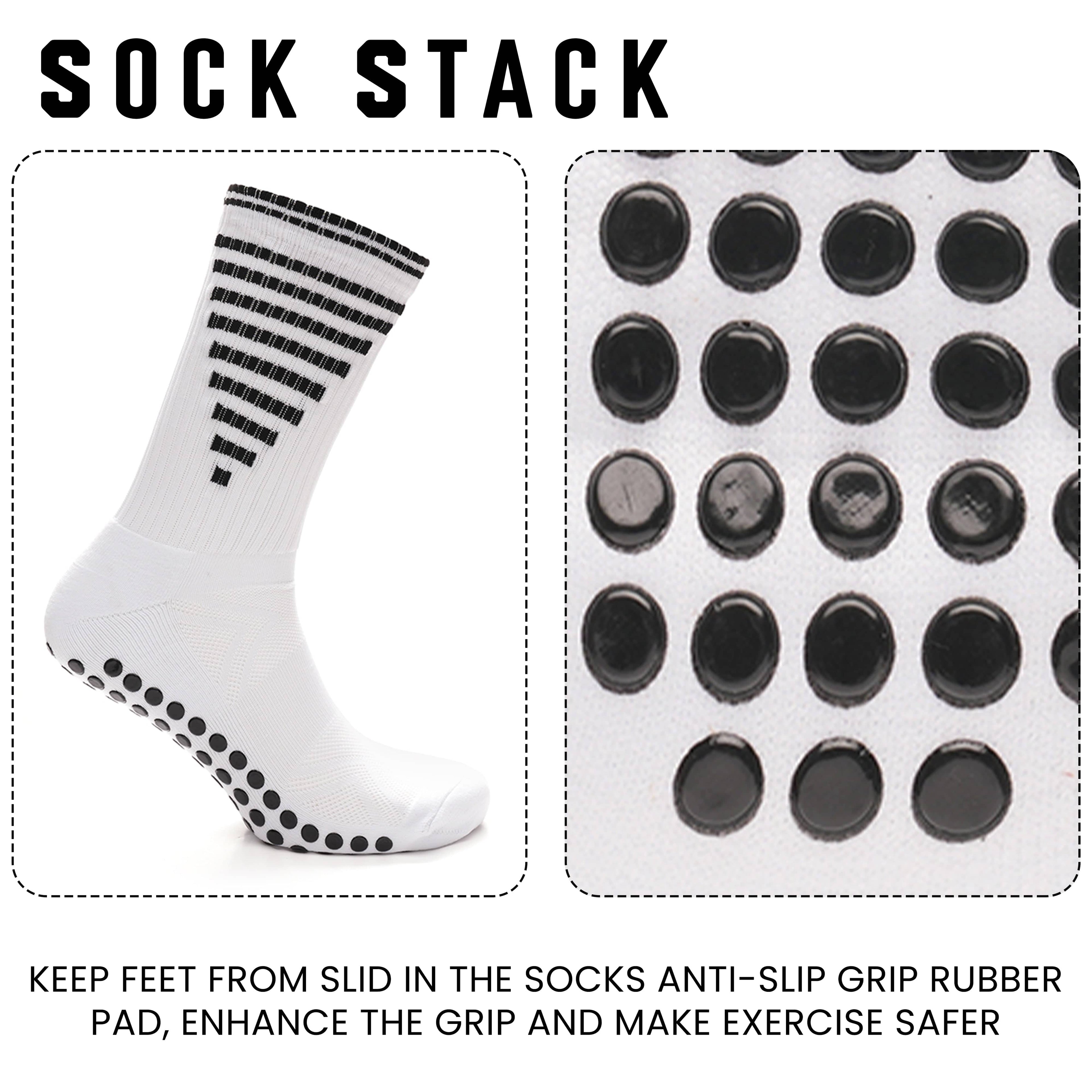 Sock Stack White Anti Slip Football Grip Socks For Men 3 Pairs Ideal For Gym Running Yoga