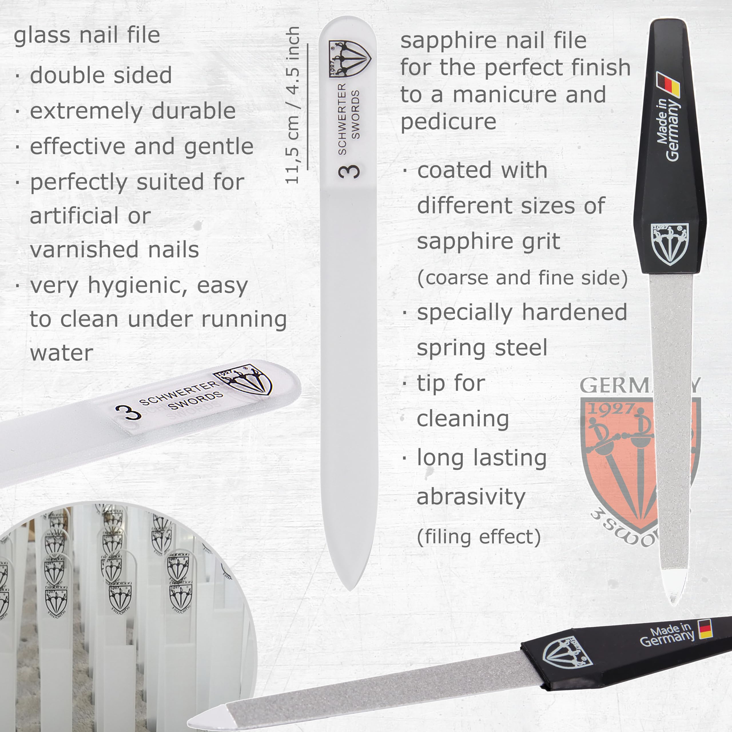 3 Swords Germany - 8-Piece Nail & Grooming Kit in Jeans Blue Textile Case - Made in Germany