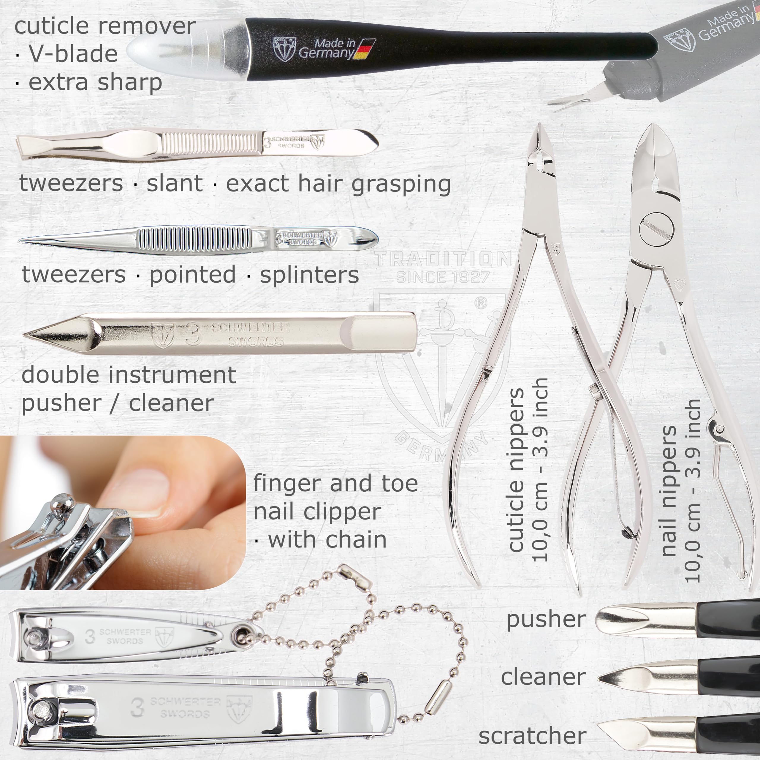 3 Swords Germany Manicure Pedicure Grooming Set Kit 548 – Premium German Tools