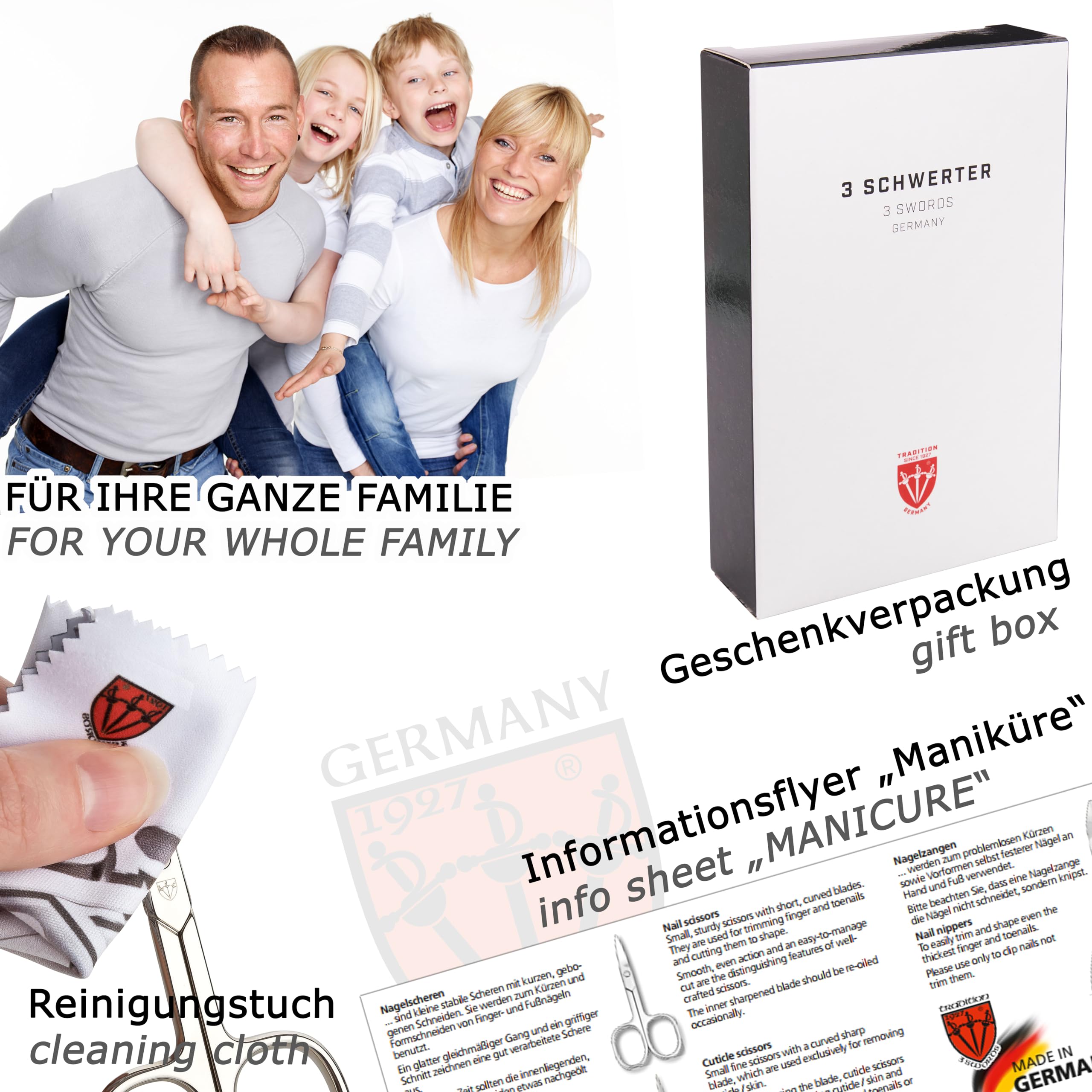 3 Swords Germany – 3-Piece Manicure & Pedicure Kit | Solingen Made, Leather Case Gift Box