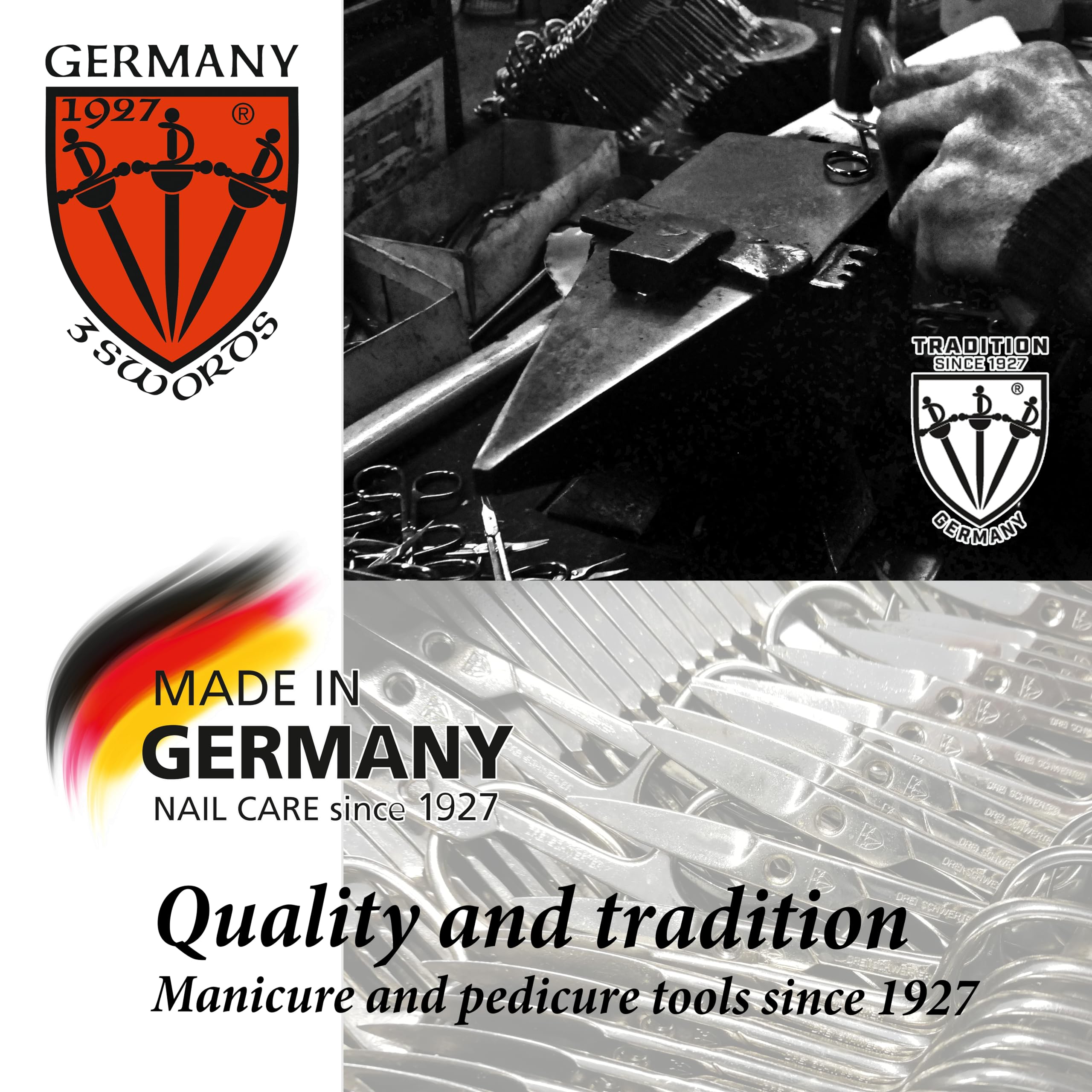 3 Swords Germany 5-Piece Manicure & Pedicure Kit in Ostrich White Leather Case | Made in Germany
