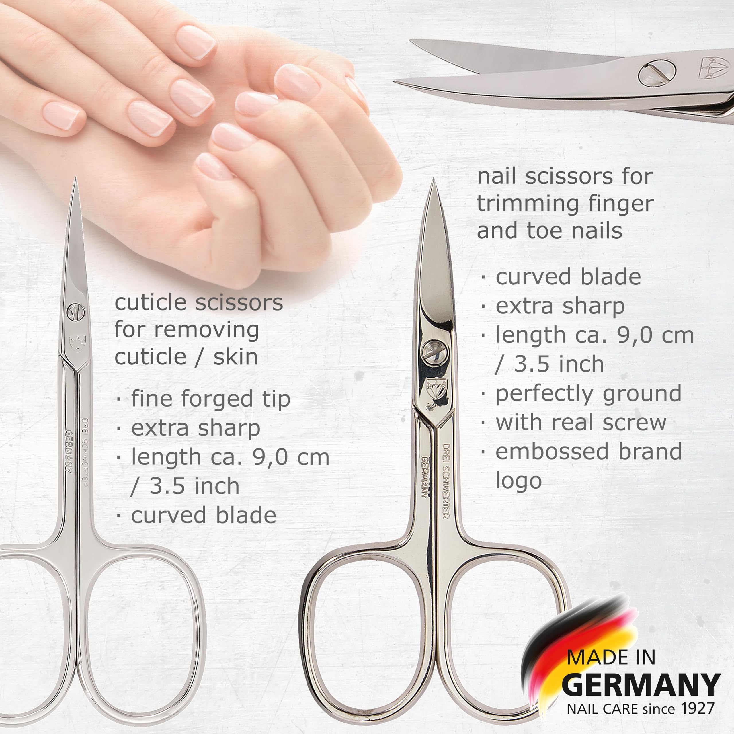 3 Swords Germany - 8-Piece Manicure & Pedicure Kit in Black Synthetic Leather Case - Made in Germany