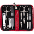 3 Swords Germany - 8-Piece Manicure & Pedicure Kit in Red Ostrich Leather Case | Made in Germany