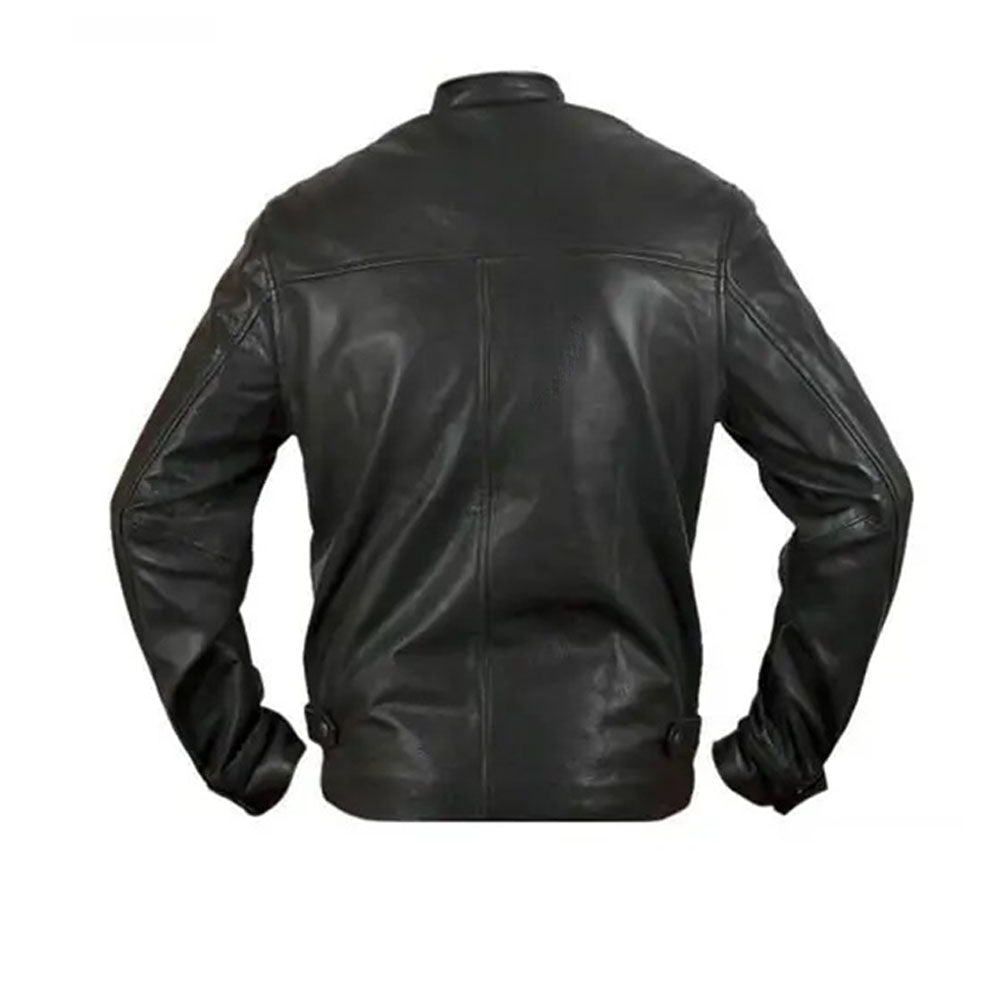 Men's Black Cowhide Cafe Racer Jacket