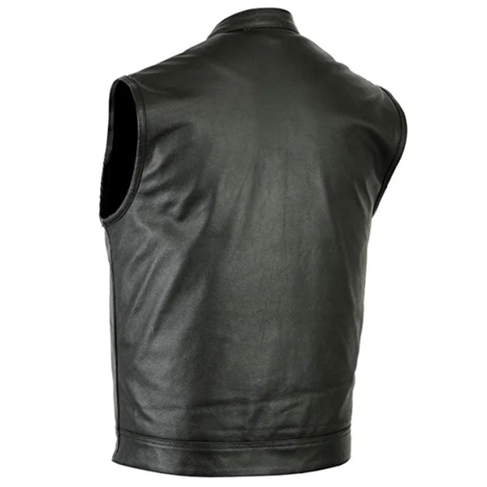 Women's Black Moto Vest - Leather Options